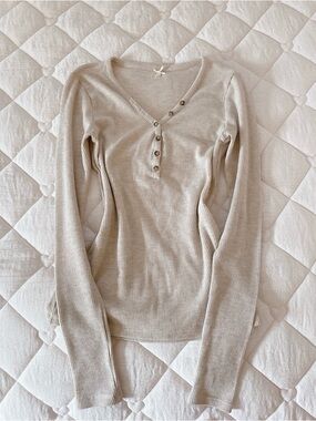 𝜗𝜚 american eagle bella swan waffle knit henley long sleeved top